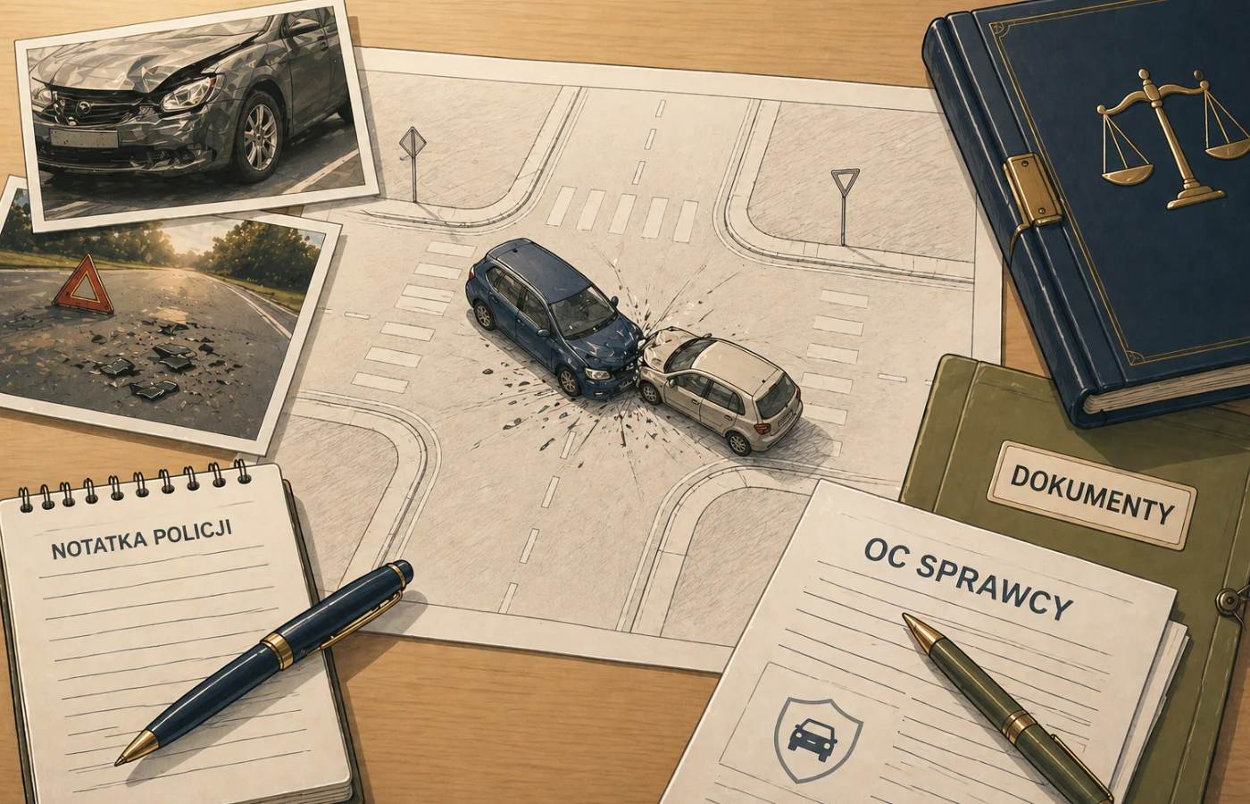 odszkodowanie powypadkowe Lublin - dokumentacja wypadku, notatka policji i OC sprawcy