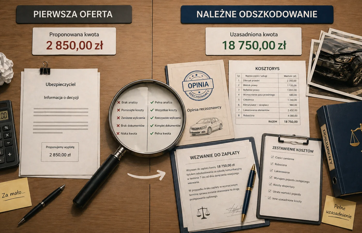Zaniżone odszkodowanie - kiedy dochodzenie należnego odszkodowania ma sens?