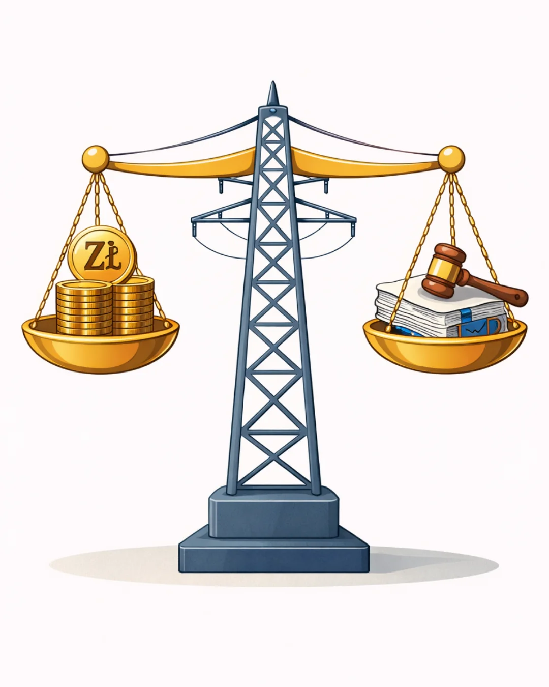 Symbol sprawiedliwego odszkodowania za służebność przesyłu.