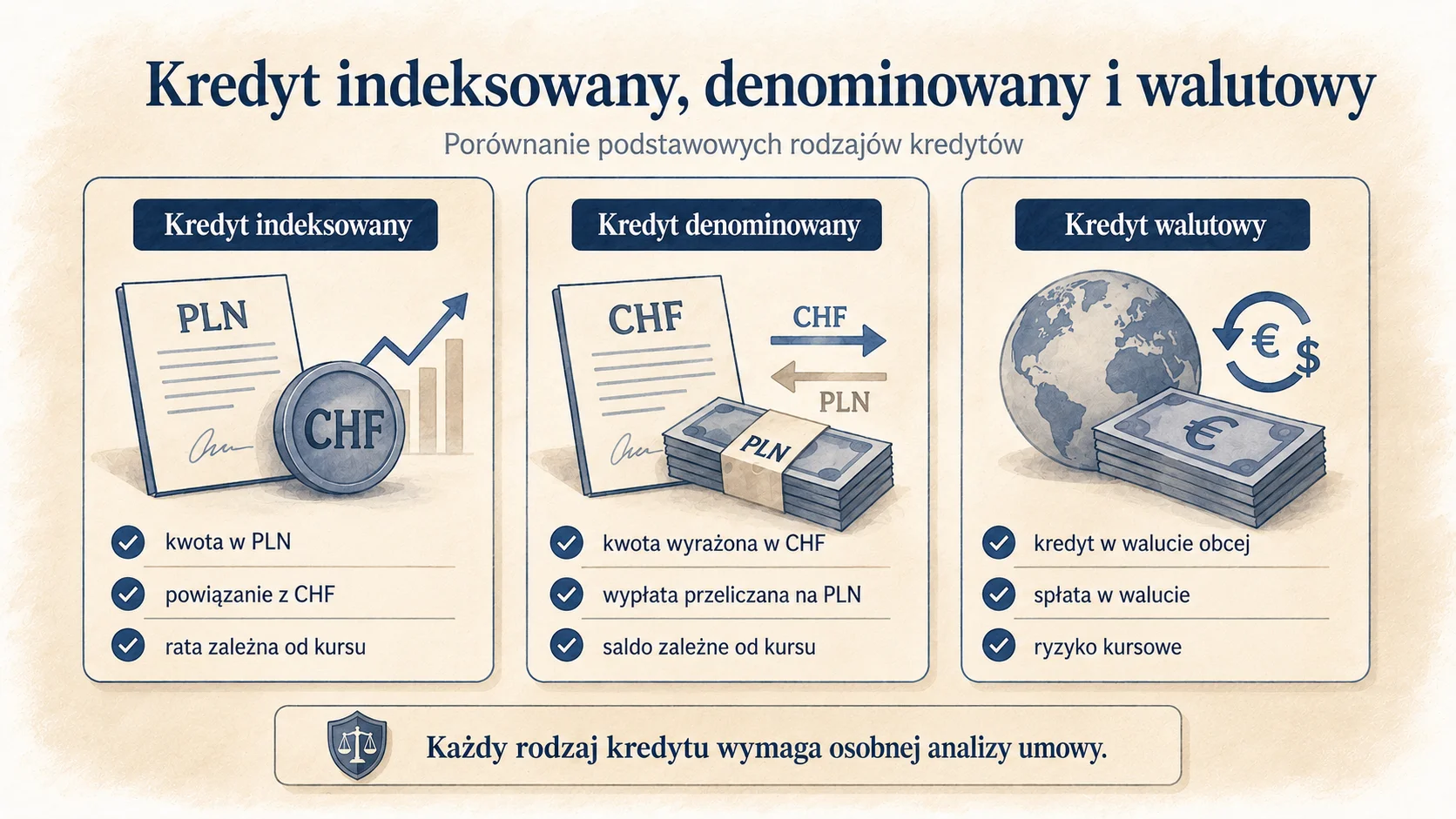 Kredyt indeksowany, denominowany i walutowy – różnice