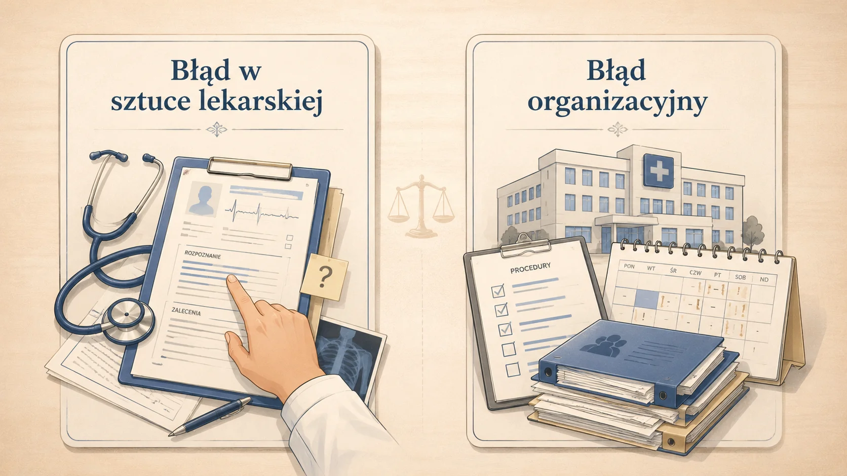 Porównanie błędu w sztuce lekarskiej i błędu organizacyjnego w placówce medycznej
