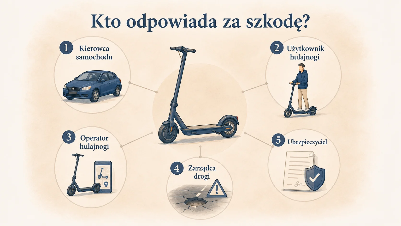Ustal, kto ponosi odpowiedzialność za wypadek na hulajnodze elektrycznej